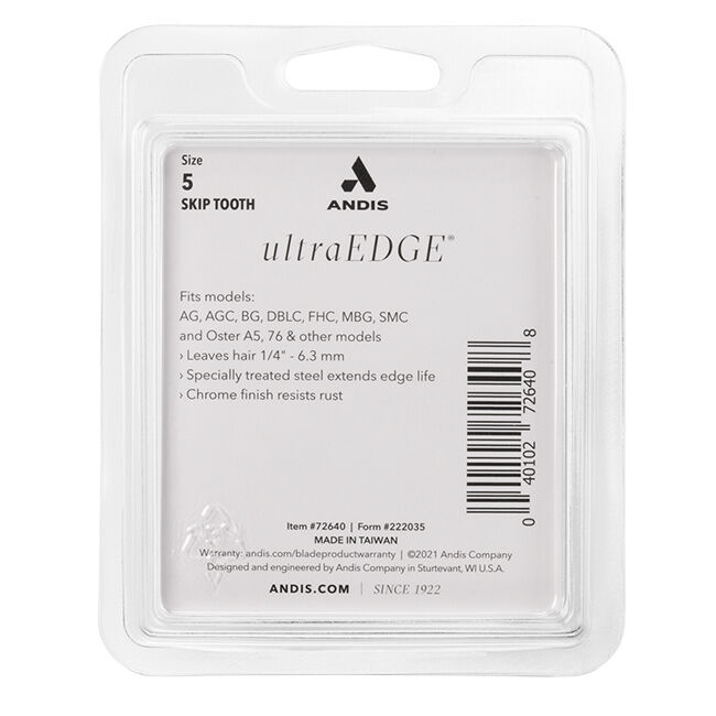 Andis UltraEdge Blade - 5 Skip Tooth (1/4", 6.3mm) image number null