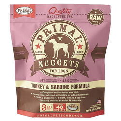 Primal Raw Frozen Nuggets Dog Food - Turkey & Sardine Recipe - 3 lb