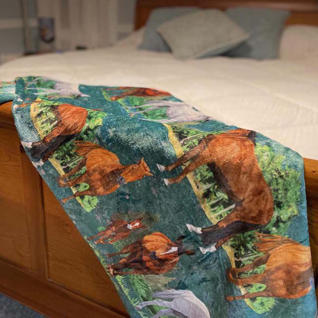 Kelley and Company Plush Throw Blanket - Tropical Horses image number null