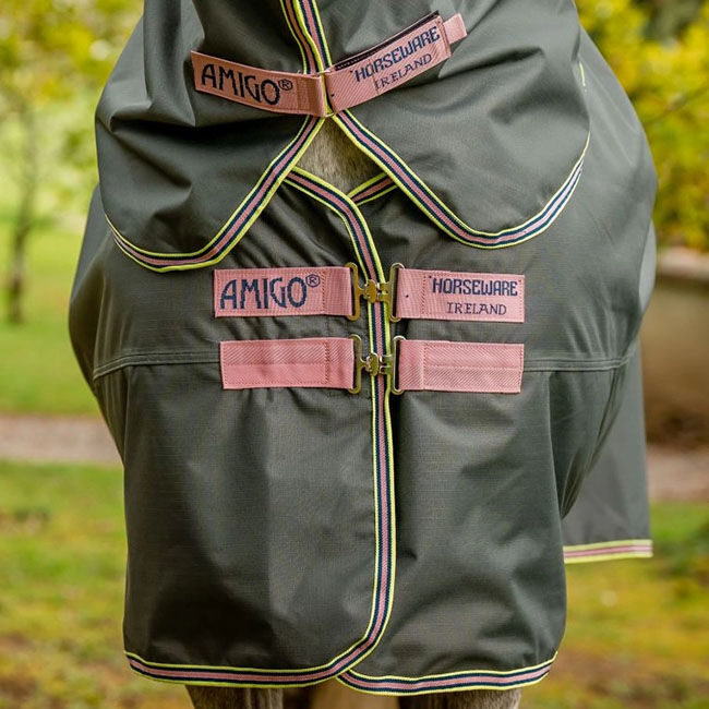 Horseware Amigo Hero Ripstop Plus Turnout (0g Light) - Shadow/Rose & Navy - Closeout image number null