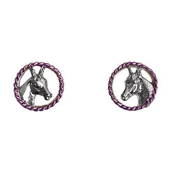 Finishing Touch of Kentucky Earrings - Horse Head in Rope - Amethyst
