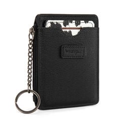 Wrangler Small Card Case Wallet with Keychain & Detachable Card Holder - Black