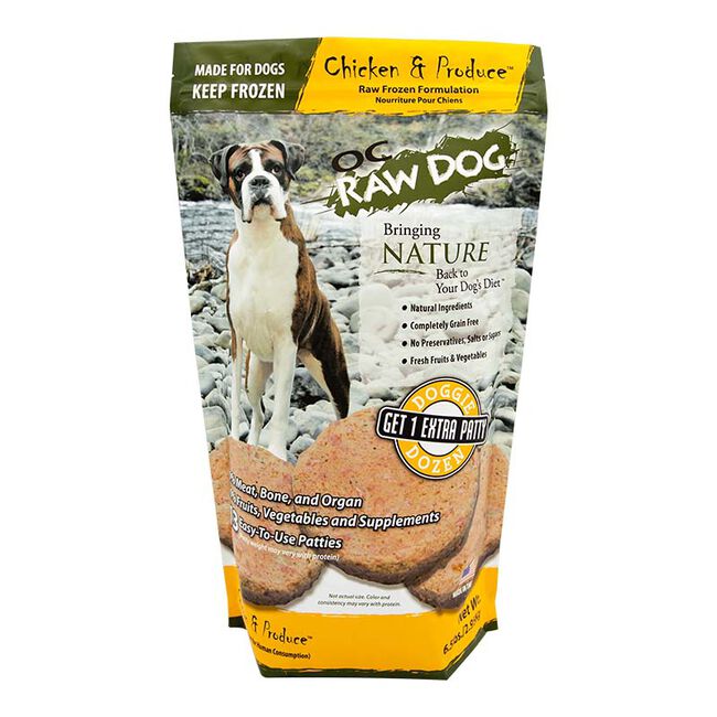 OC Raw Frozen Raw Dog Food Patties - Chicken & Produce Recipe image number null