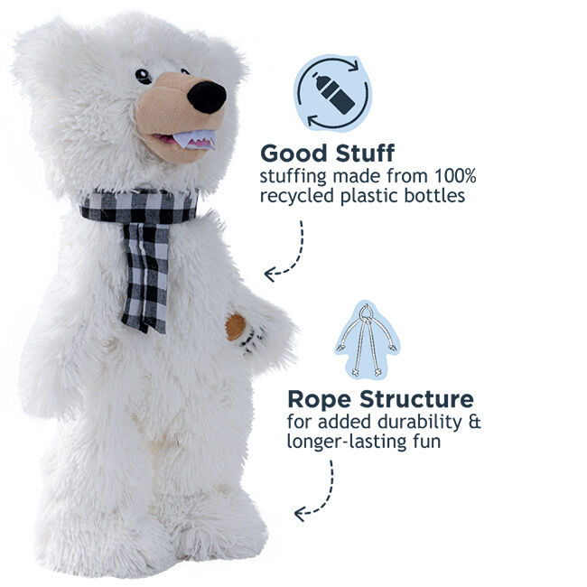 Tall Tails Stuffless Squeaker Dog Toy - Polar Bear image number null