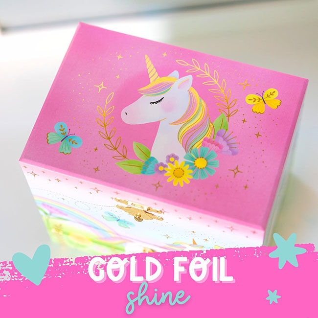 Giggle & Honey 2-Drawer Musical Jewelry Box - Floral Unicorn image number null