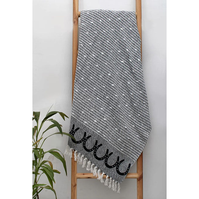 AWST International Cotton Throw - Horseshoes - Black image number null