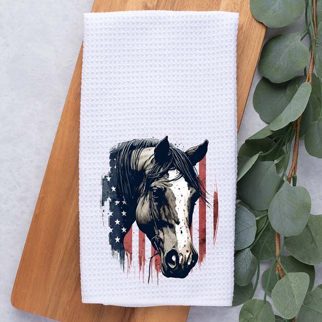 Dark Horse Dream Designs Hand Towel - Patriotic Horse Head image number null
