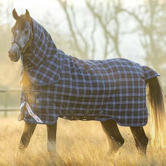 Horseware Rhino Plus Turnout with Vari-Layer (450g Heavy) - Navy Check/Indigo image number null