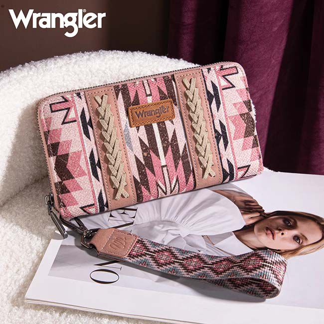 Wrangler Southwestern Art Print Wallet - Dark Pink image number null