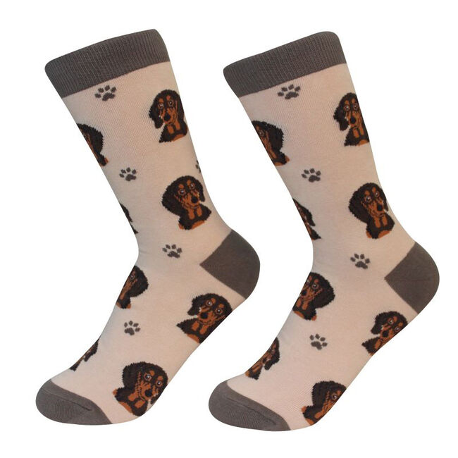 E&S Pets Unisex Novelty Crew Socks - Black Dachshund image number null