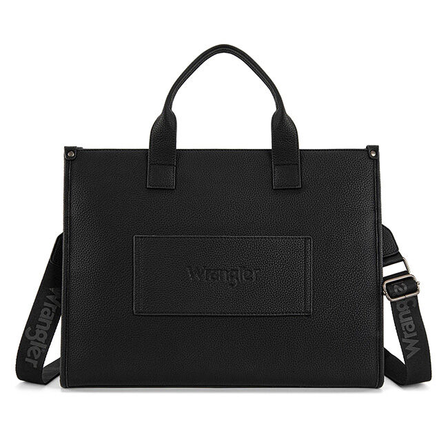 Wrangler Structured Crossbody Work Tote with Pouch - Black image number null