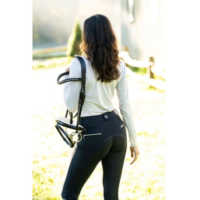 KL Select Women's Gabrielle Knee Patch Breech - Black/Cognac image number null