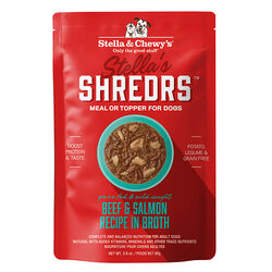 Stella & Chewy's Shredrs Meal or Topper for Dogs - Beef & Salmon Recipe in Broth - 2.8 oz