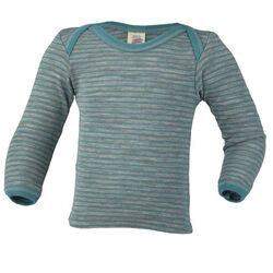 Engel Baby Organic Wool/Silk Blend Striped Shirt - Ice Blue