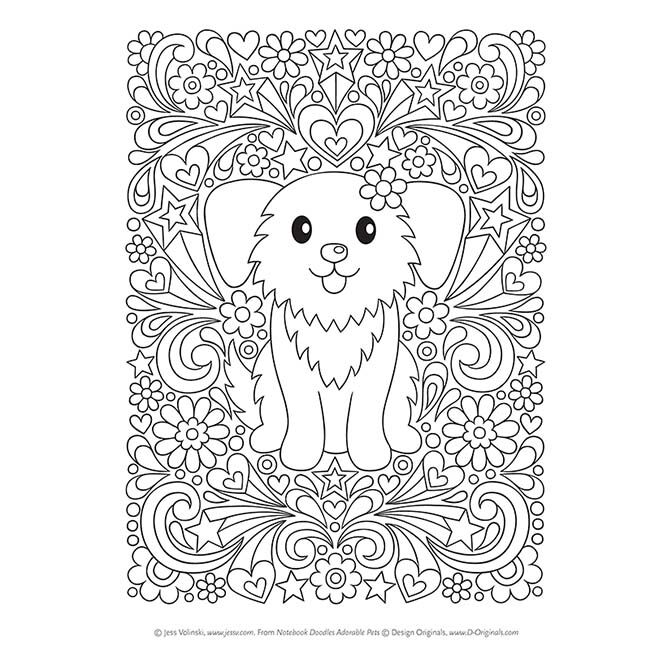 Notebook Doodles Adorable Pets: Coloring & Activity Book with 32 Dazzling Designs image number null