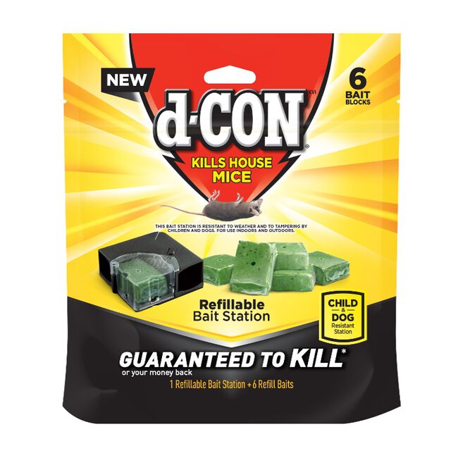 d-CON Refillable Corner Fit Mouse Bait Station with 6 Refills image number null