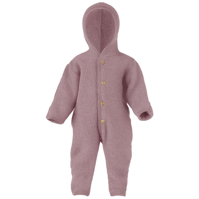 Engel Baby/Toddler Merino Wool Fleece Hooded Overall with Wooden Buttons Natural image number null