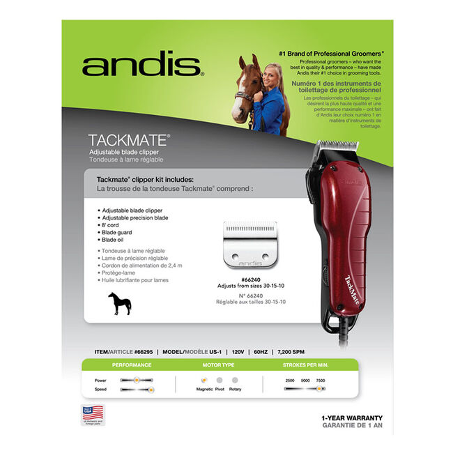 Andis Tackmate Adjustable Blade Equine Clipper image number null