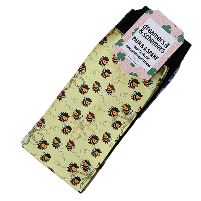 Dreamers & Schemers Boot Socks - Pair and a Spare - Bee Haw image number null