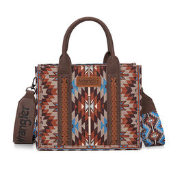 Wrangler Southwestern Dual-Sided Printed Crossbody Tote - Coffee
