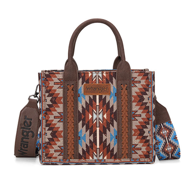 Wrangler Southwestern Dual-Sided Printed Crossbody Tote - Coffee image number null