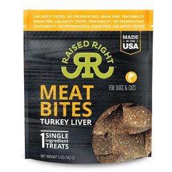Raised Right Single Ingredient Meat Bites for Dogs & Cats - Turkey Liver