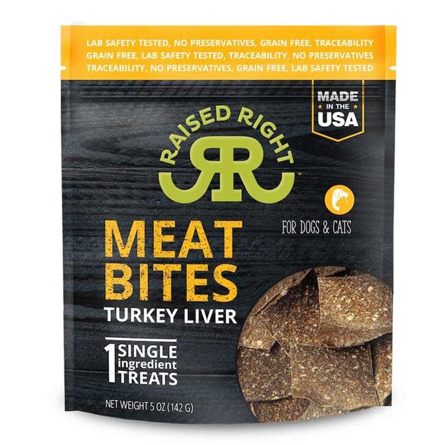 Raised Right Single Ingredient Meat Bites for Dogs & Cats - Turkey Liver image number null