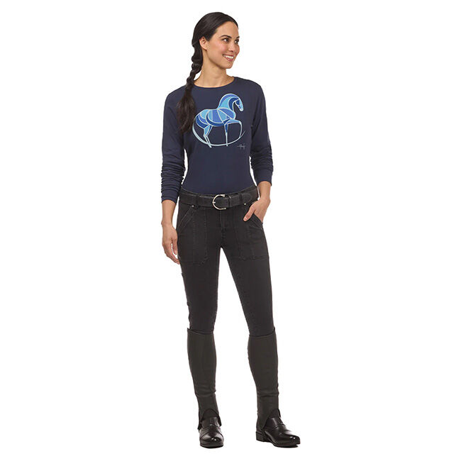 Kerrits Women's Mosaic Horse Long Sleeve Tee - Galaxy Blue image number null