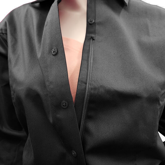 RHC Equestrian Women's Sateen Concealed Zipper Show Shirt - Black - Closeout image number null