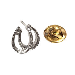 Finishing Touch of Kentucky Tack Pin - Double Horseshoe - Silver