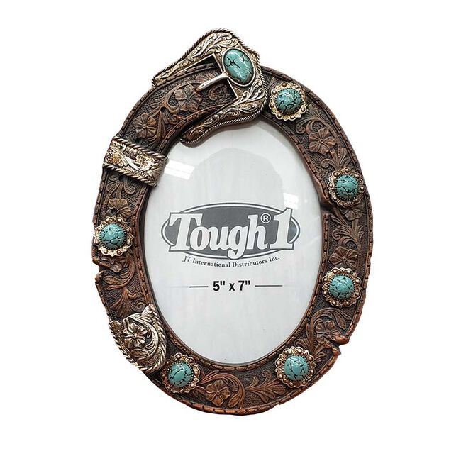 JT International Oval Belt Buckle Picture Frame - 5" x 7" image number null