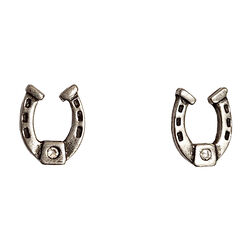 Finishing Touch of Kentucky Retro Silver Horseshoe with Crystal Earrings
