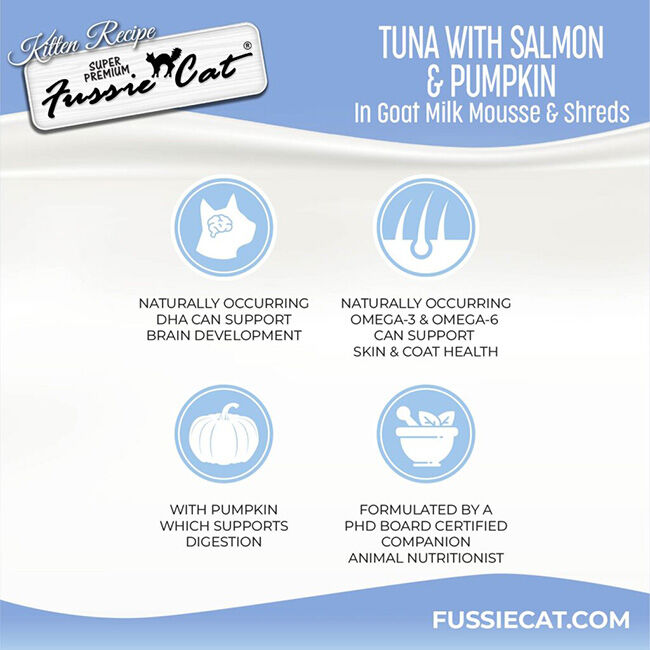 Fussie Cat Goat Milk Mousse for Kittens - Tuna with Salmon & Pumpkin - 1.5 oz image number null