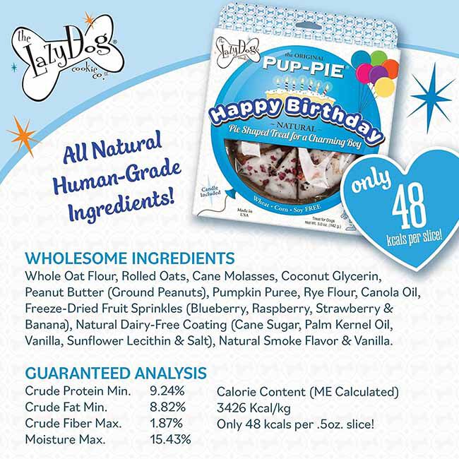 The Lazy Dog Cookie Co. Original Pup-Pie - Happy Birthday - Pie-Shaped Treat for a Charming Boy image number null