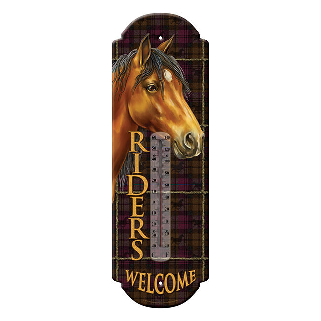 River's Edge Products Tin Thermometer - Riders Welcome image number null