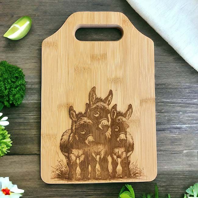 The Krafty Equestrian Cutting Board - Bamboo - Donkey Family image number null