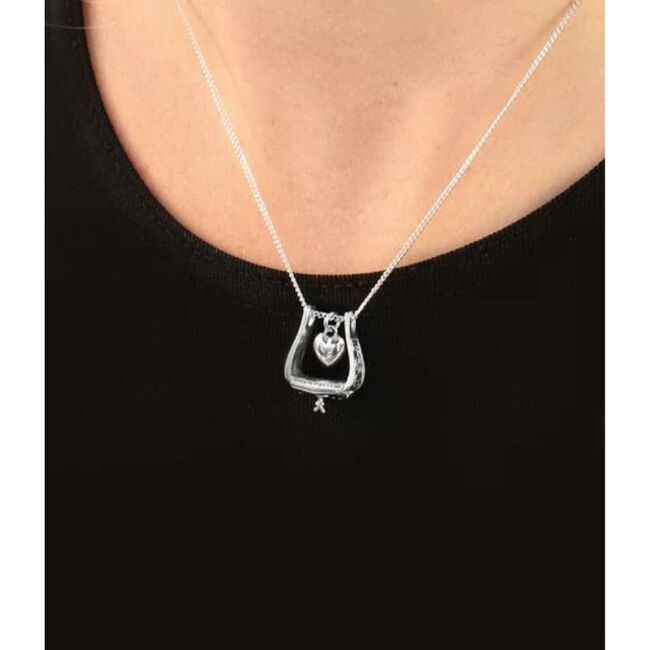 Loriece Western Stirrup Heart Horse Necklace image number null