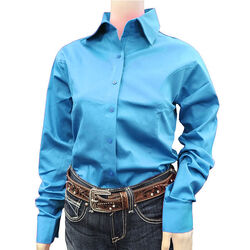 RHC Equestrian Women's Sateen Concealed Zipper Show Shirt - Turquoise