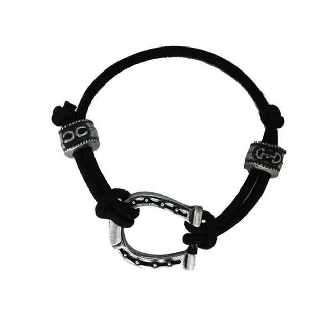 Finishing Touch of Kentucky Silver Horse Shoe Black Bungee Bracelet image number null