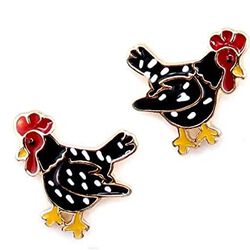 Wyo-Horse Enamel Chicken Earrings - Plymouth Hen