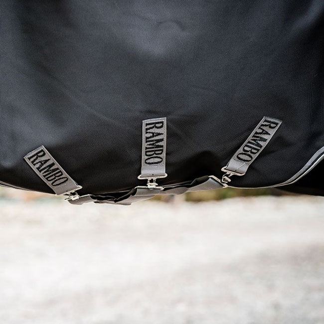 Horseware Rambo Supreme 1680D Vari-Layer Turnout (450g Heavy) - Black/Thunderstorm Grey & Silver image number null