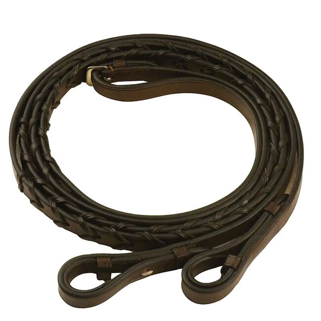 Henri de Rivel Pro Extra Long Flat Laced Reins Havana image number null