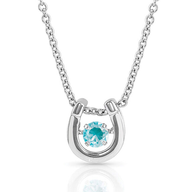 Montana Silversmiths Dancing Birthstone Horseshoe Necklace - December image number null