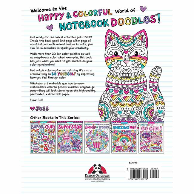 Notebook Doodles Adorable Pets: Coloring & Activity Book with 32 Dazzling Designs image number null