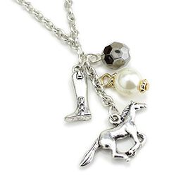 Wyo-Horse Jewelry Collection English Style Horse Charm Cluster Necklace