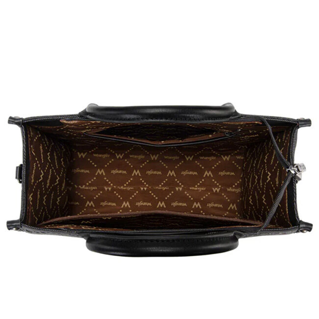 Wrangler Aztec Studded Denim Crossbody Tote Bag - Black image number null