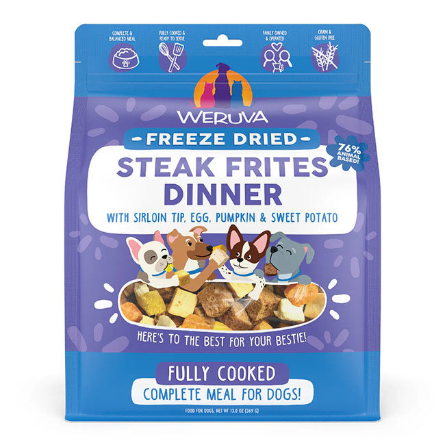 Weruva Steak Frites Freeze-Dried Dog Food with Sirloin Tip, Egg, Pumpkin & Sweet Potato image number null