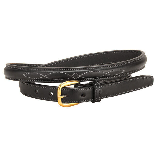 Tory Leather Raised Belt With Fancy Bridle Stitch - Black image number null