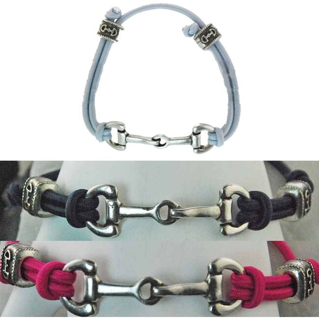 Finishing Touch of Kentucky Retro Silver Snaffle Bit Bungee Bracelet Fuchsia image number null