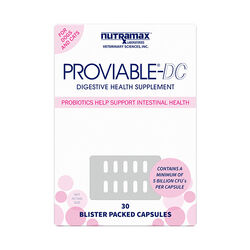 Nutramax Proviable Digestive Health Supplement Multi-Strain Probiotics and Prebiotics for Cats and Dogs - with 7 Strains of Bacteria - Blister Packed Capsules